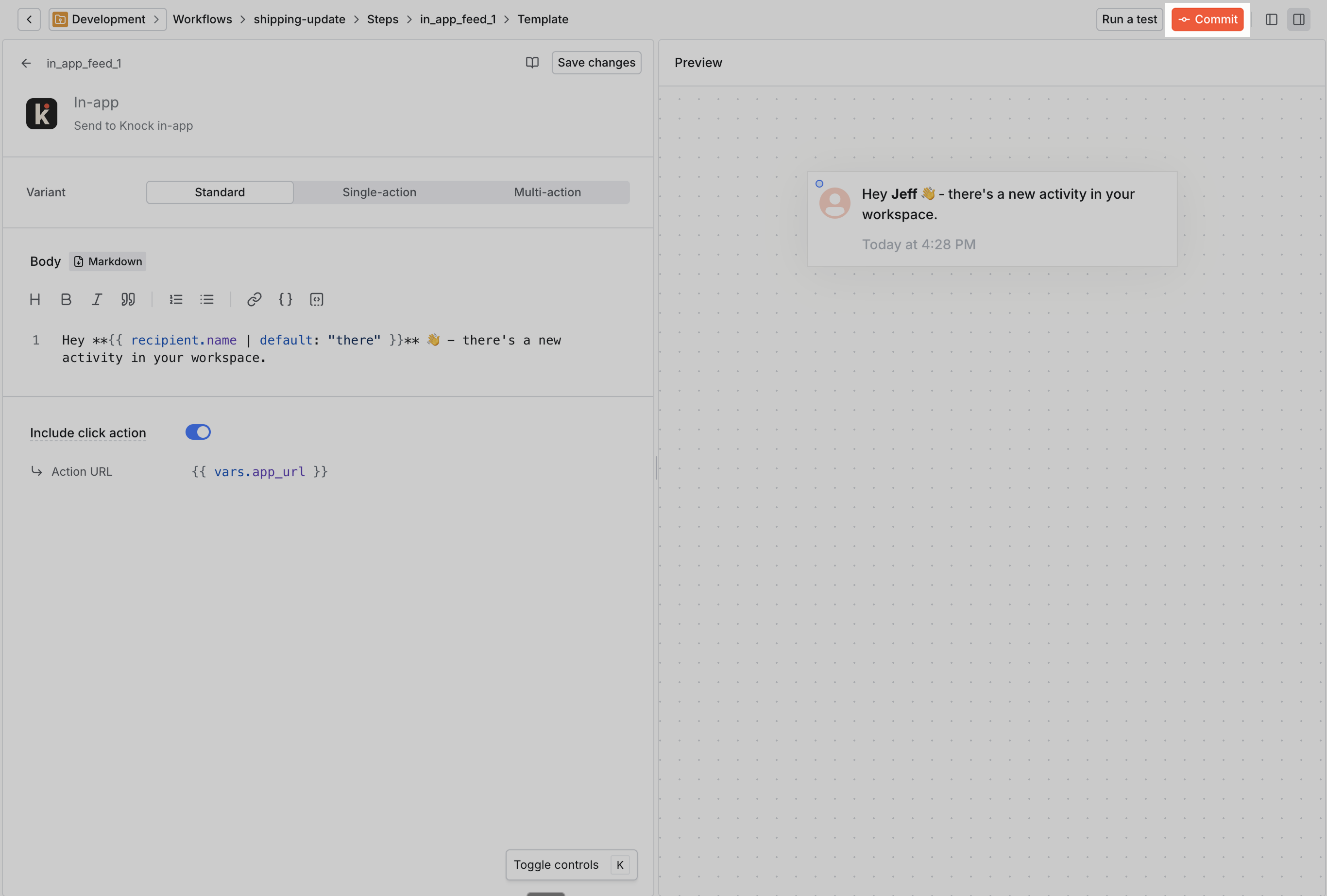 use commit button to commit your changes